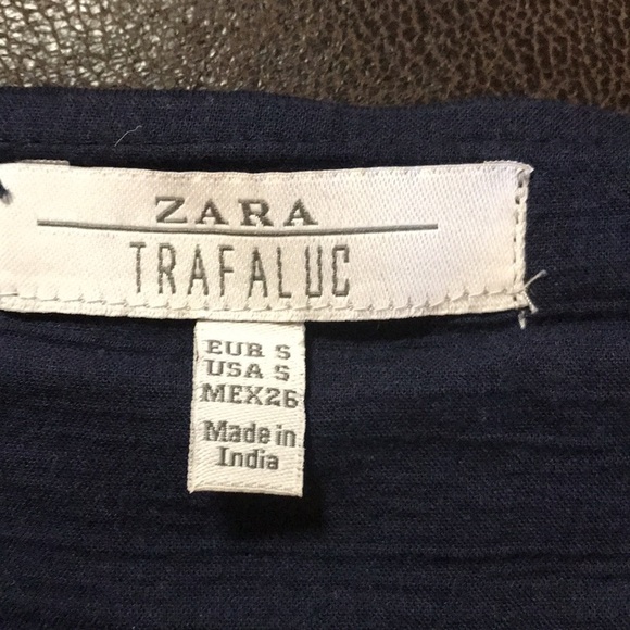 Zara Trafaluc Brand Navy/Multicolored Aztec Diamond Embroidered Mini Skirt Sz S - Picture 6 of 8